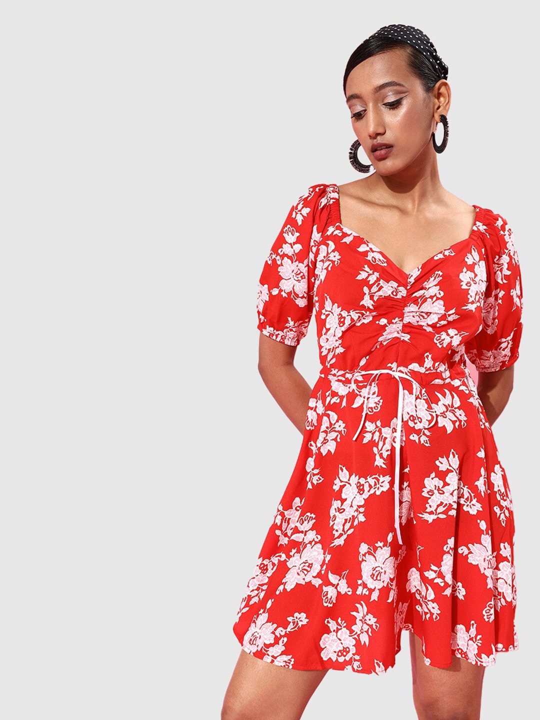 

The Vanca Red Floral Printed Dress