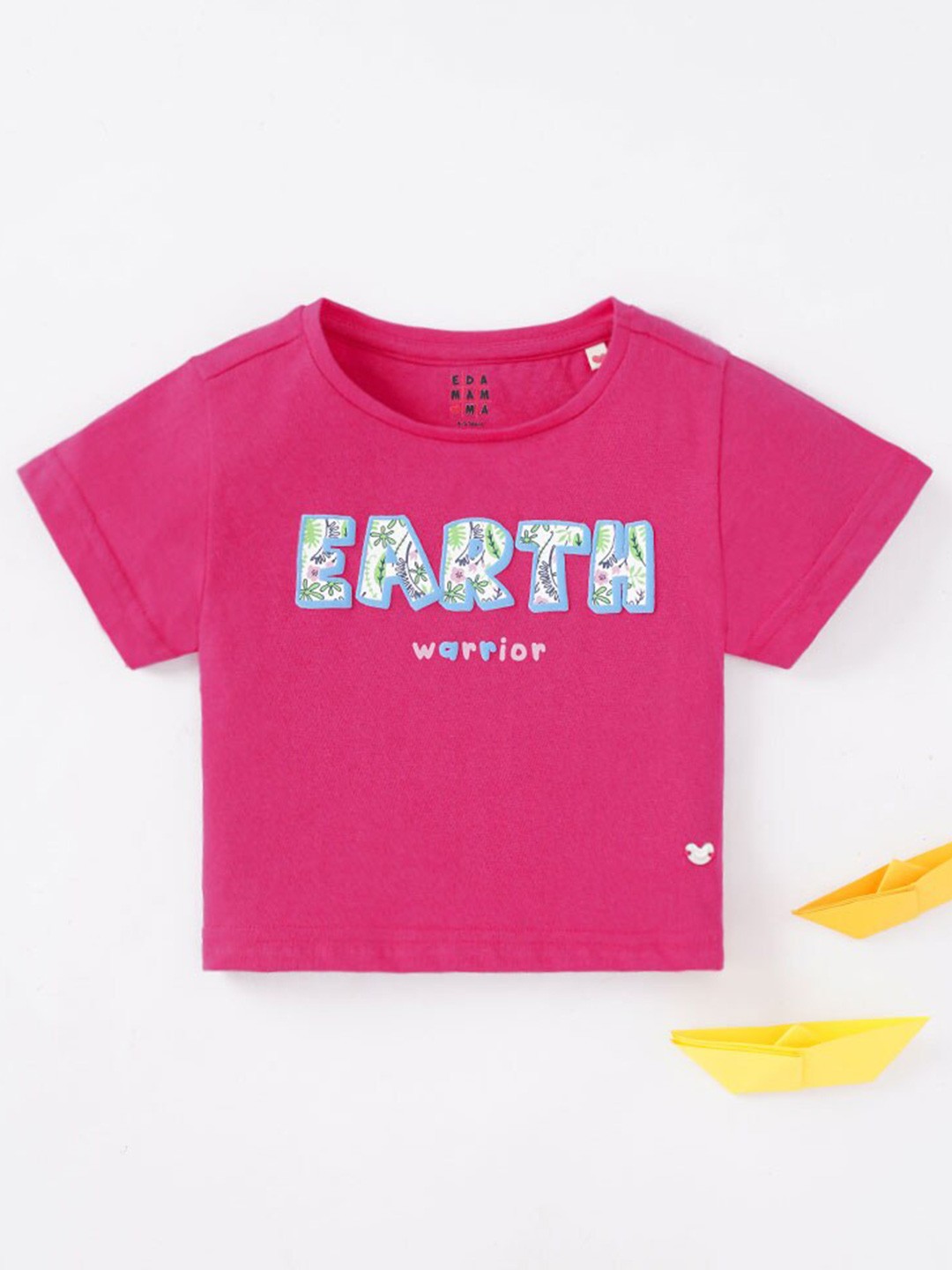 

Ed-a-Mamma Girls Pink Printed Applique T-shirt