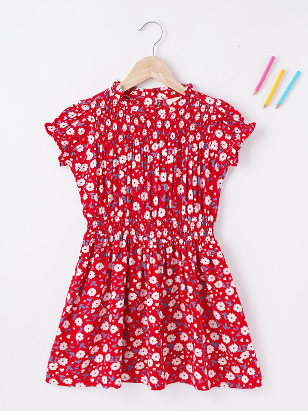 

Ed-a-Mamma Girls Red Floral Fit & Flare Cotton Dress