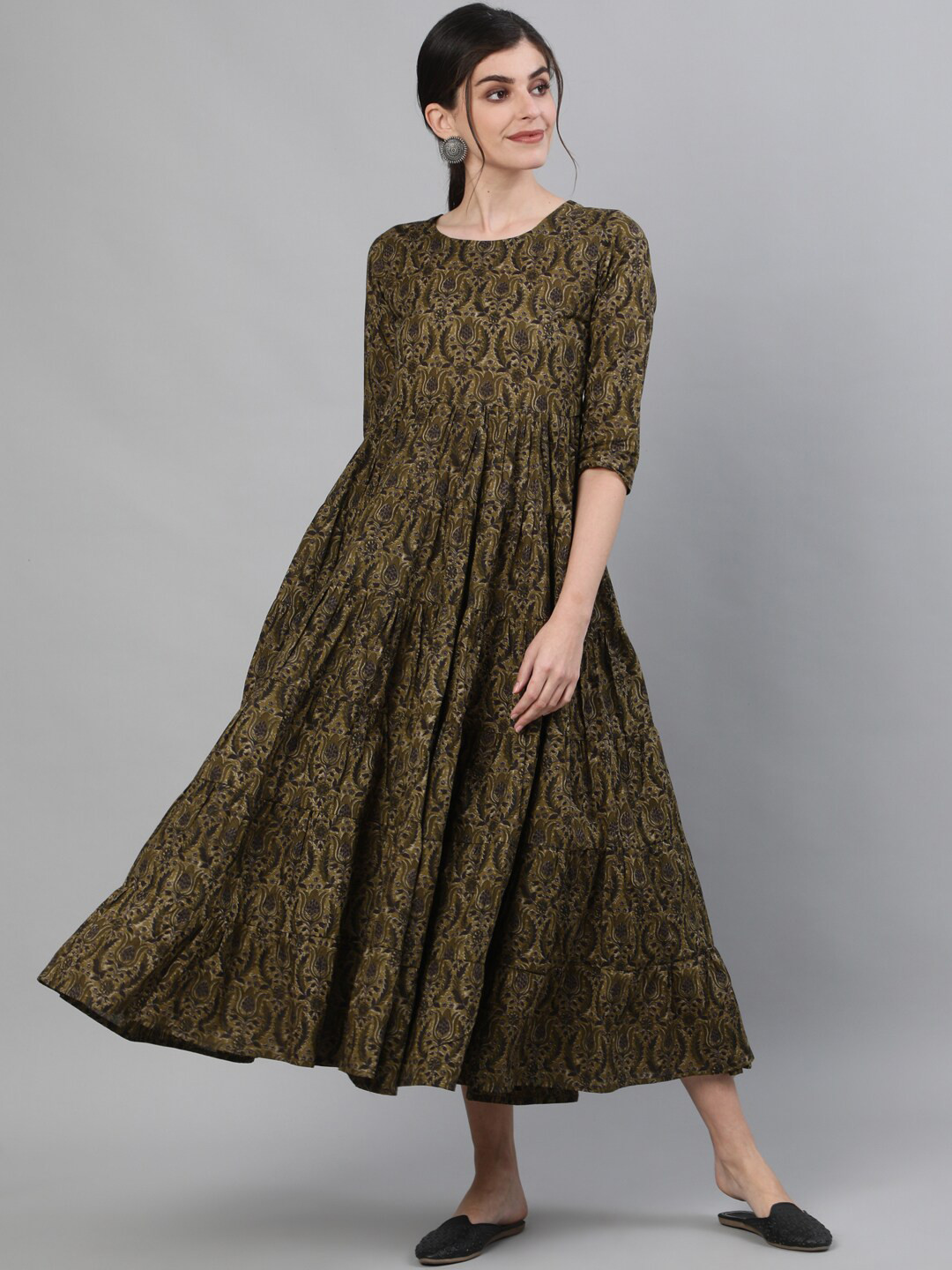 

KIMAYRA Women Green Ethnic Motifs Printed Anarkali Kurta