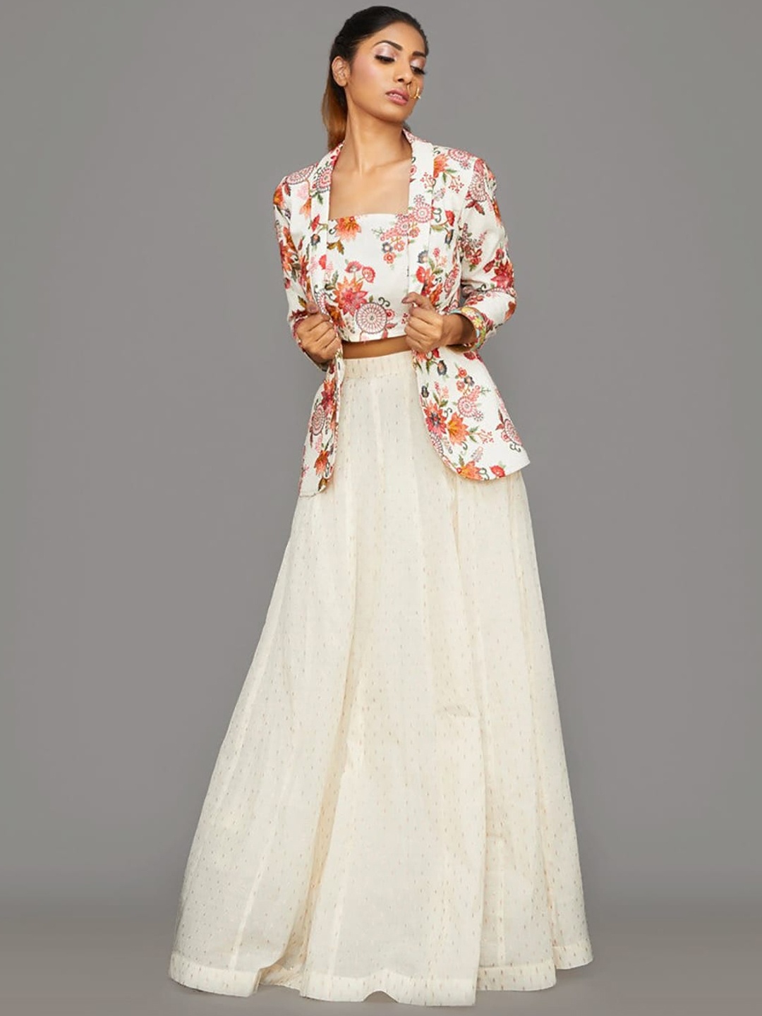 

HANDME Off-White Embroidered Co-Ord Set