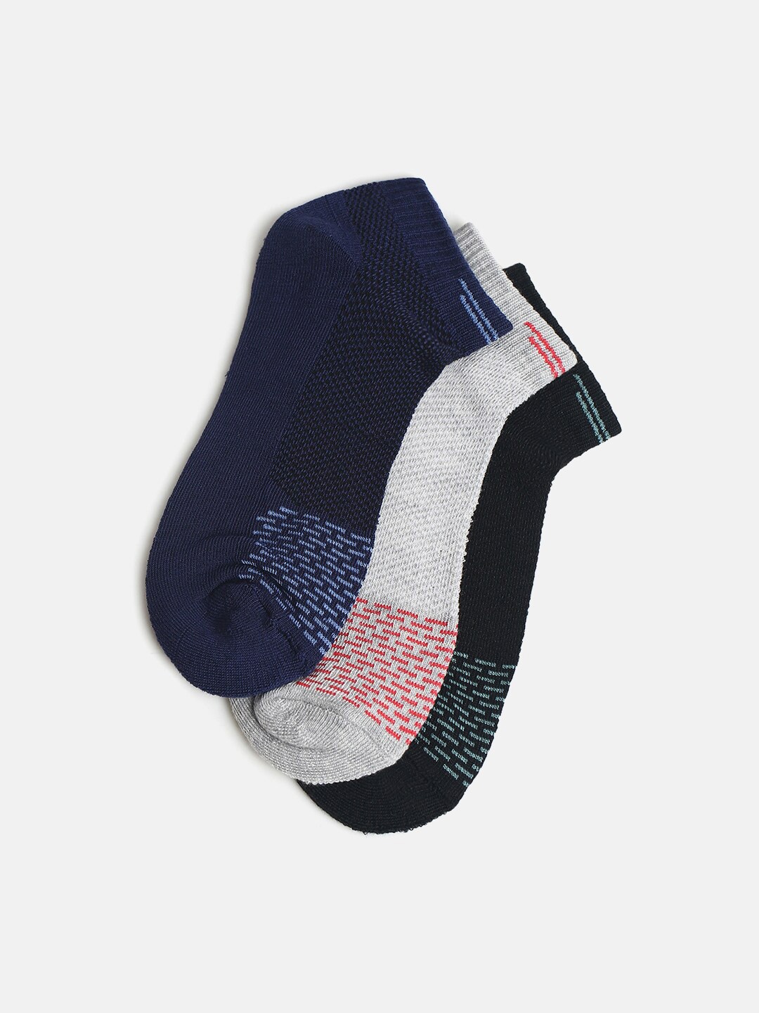 

Urban Dog Men Pack Of 3 Patterned Low-Cut Ankle Length Socks, Black