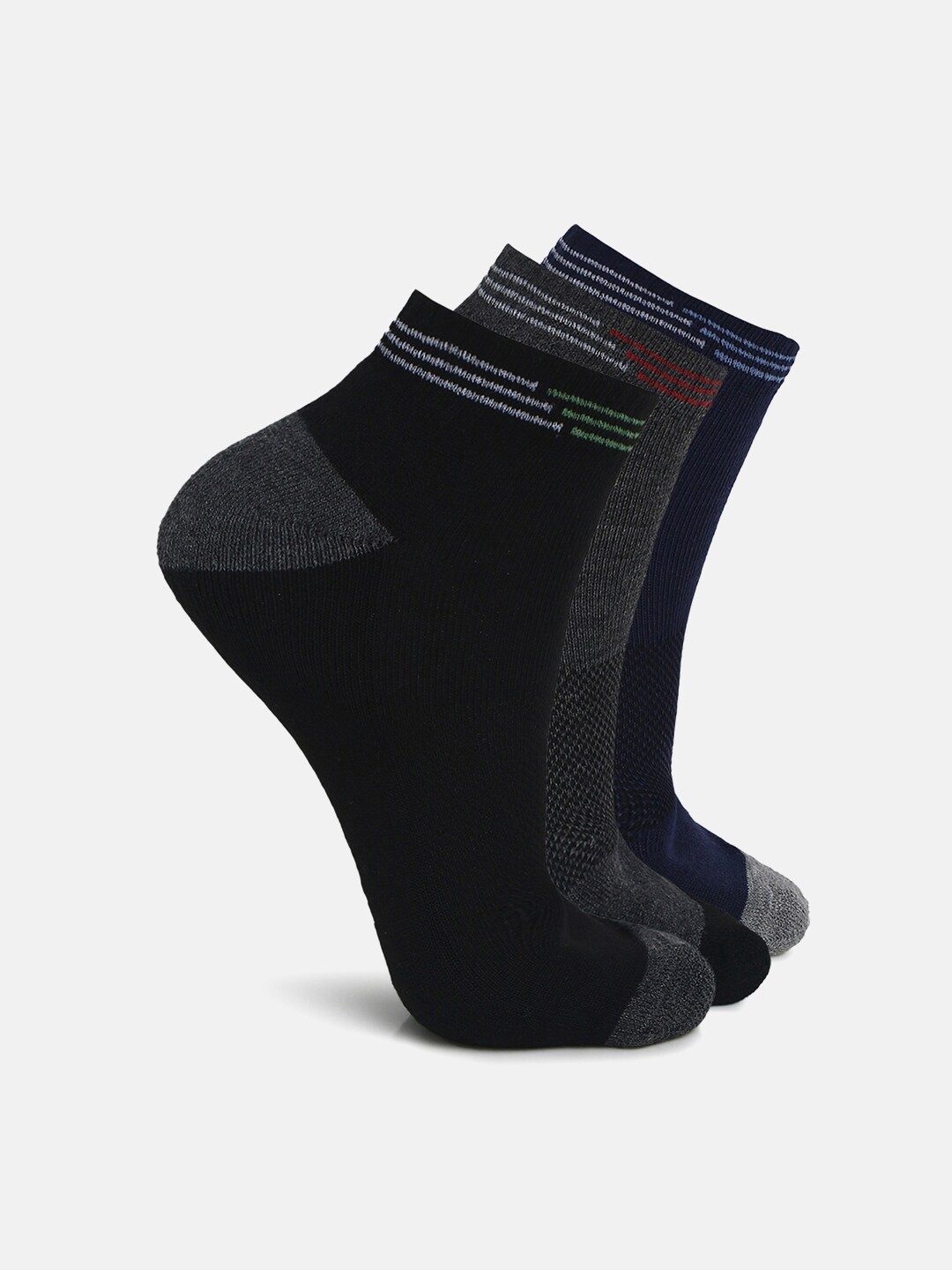 

Urban Dog Men Pack of 3 Black & Navy Blue Solid Ankle-Length Socks