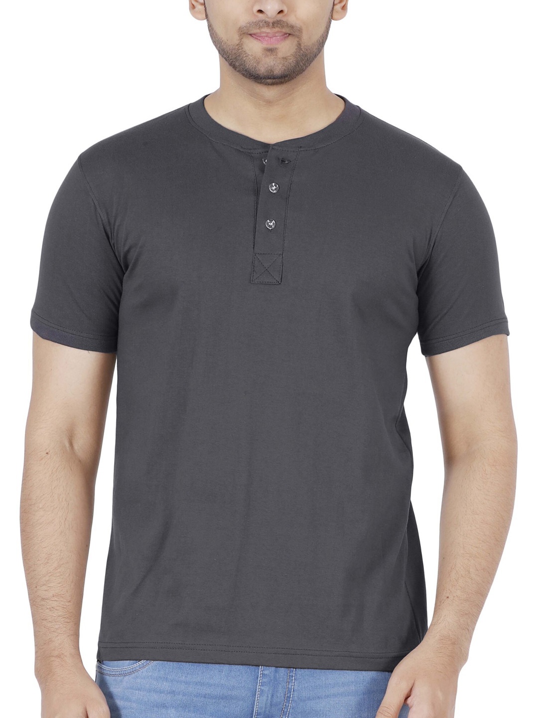 

Fleximaa Men Steel Henley Neck T-shirt