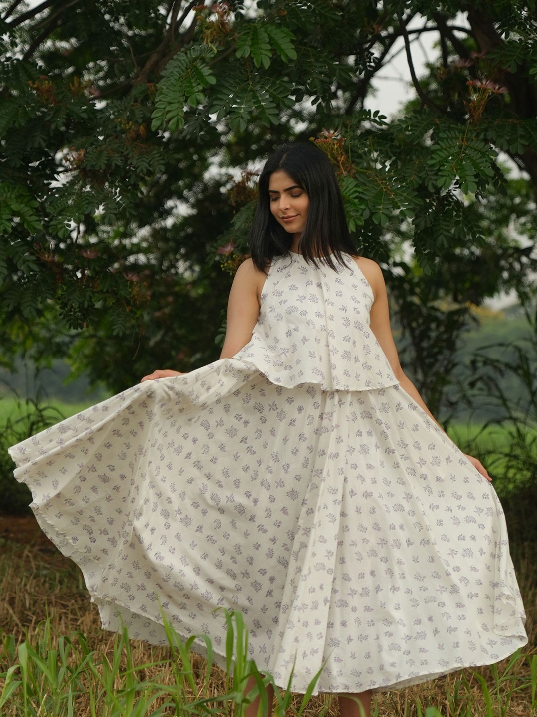 

the kaatn trail Purple Floral A-Line Maxi Dress