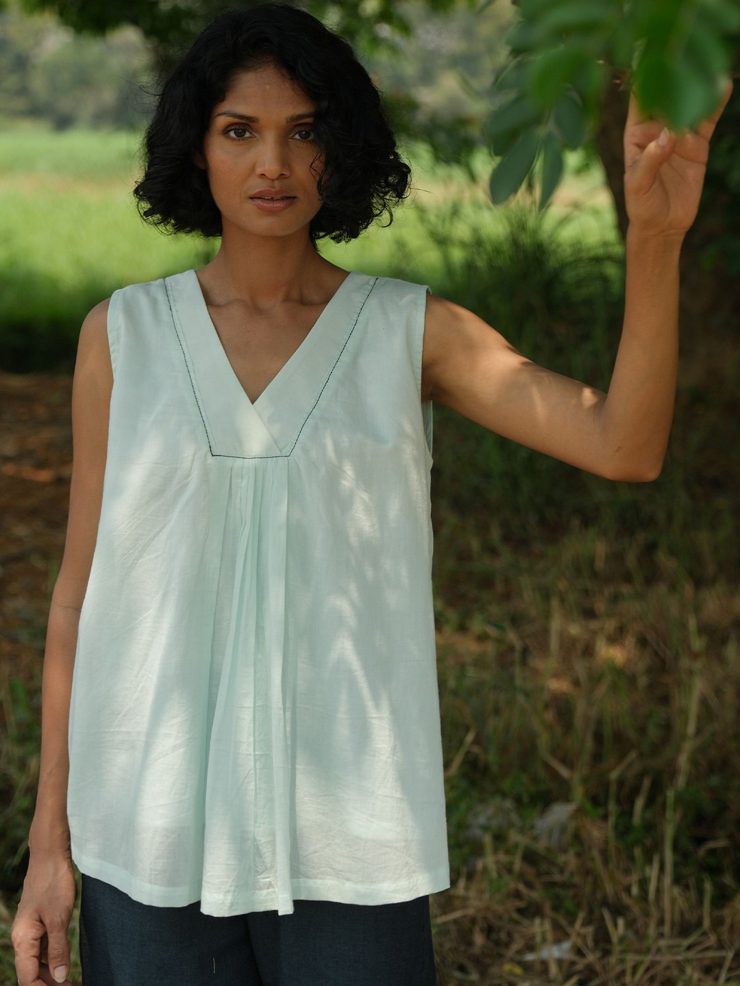 

the kaatn trail Women Sea Green Organic Cotton Top