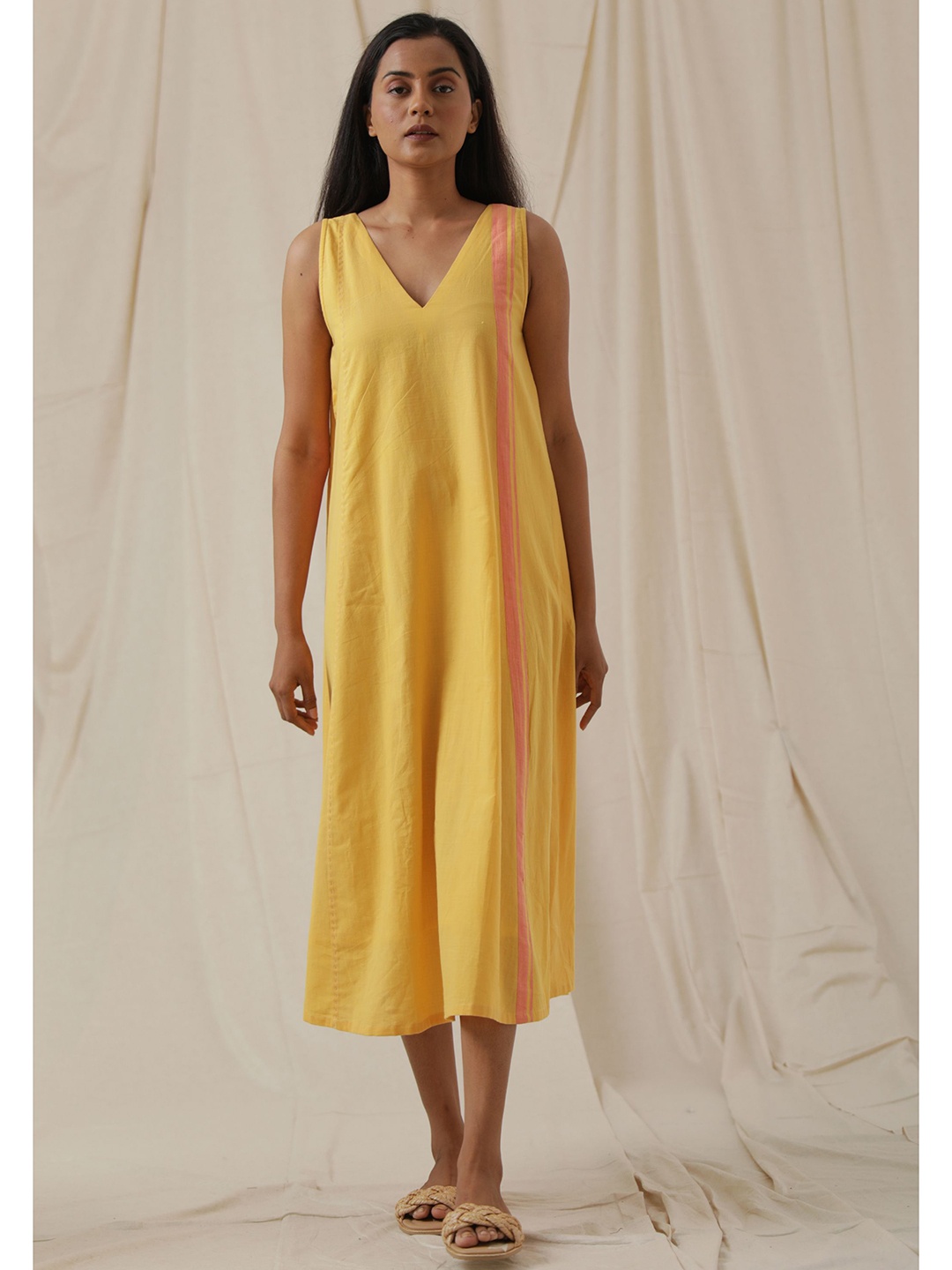 

the kaatn trail Yellow A-Line Midi Dress