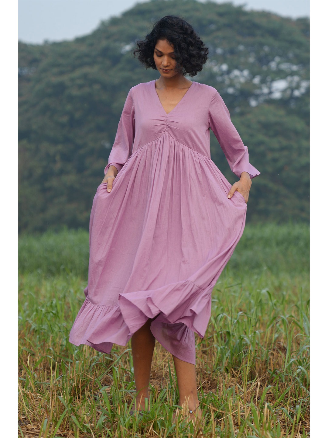 

the kaatn trail Lavender A-Line Midi Dress