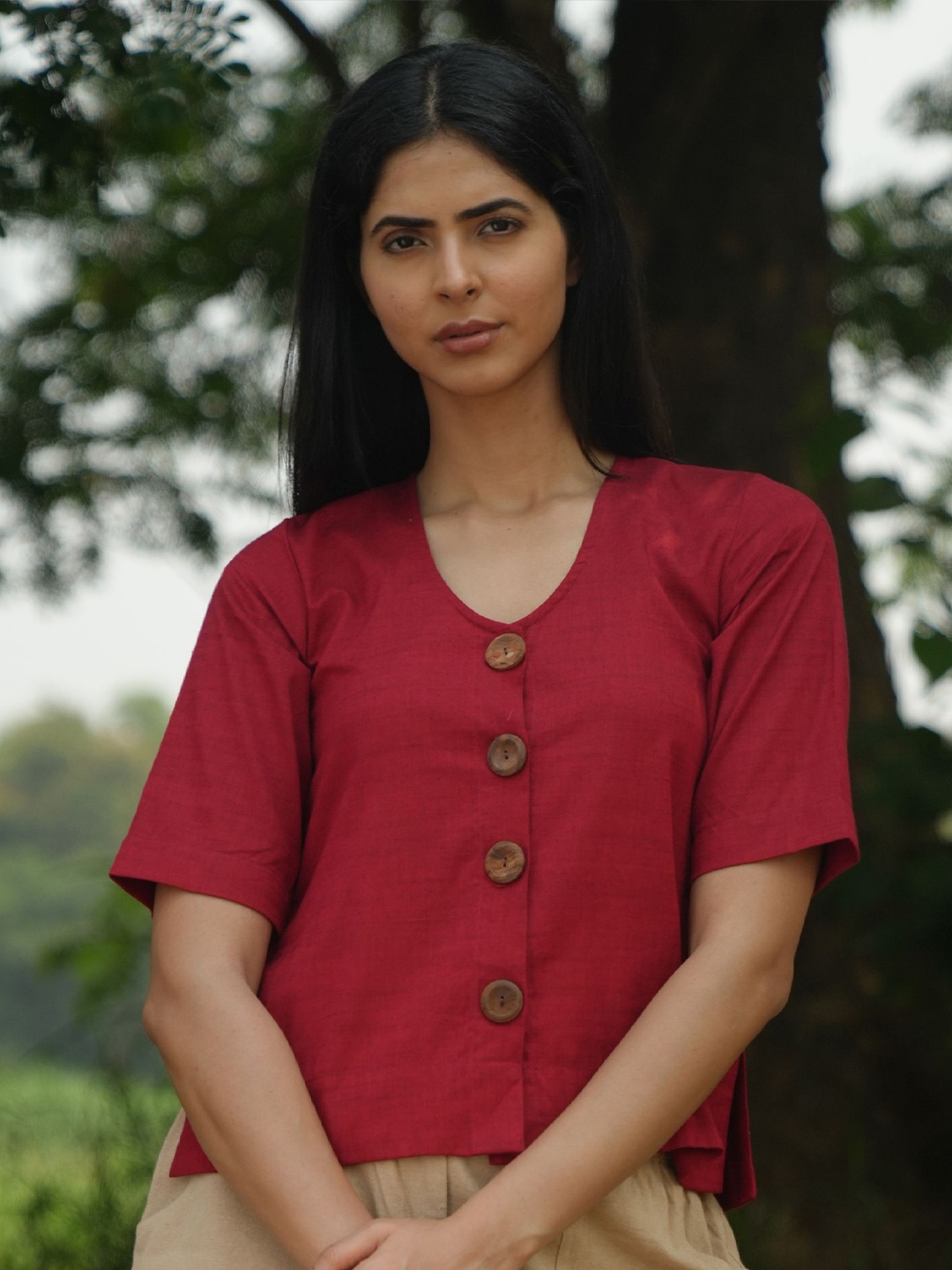 

the kaatn trail Woven Red Solid Top