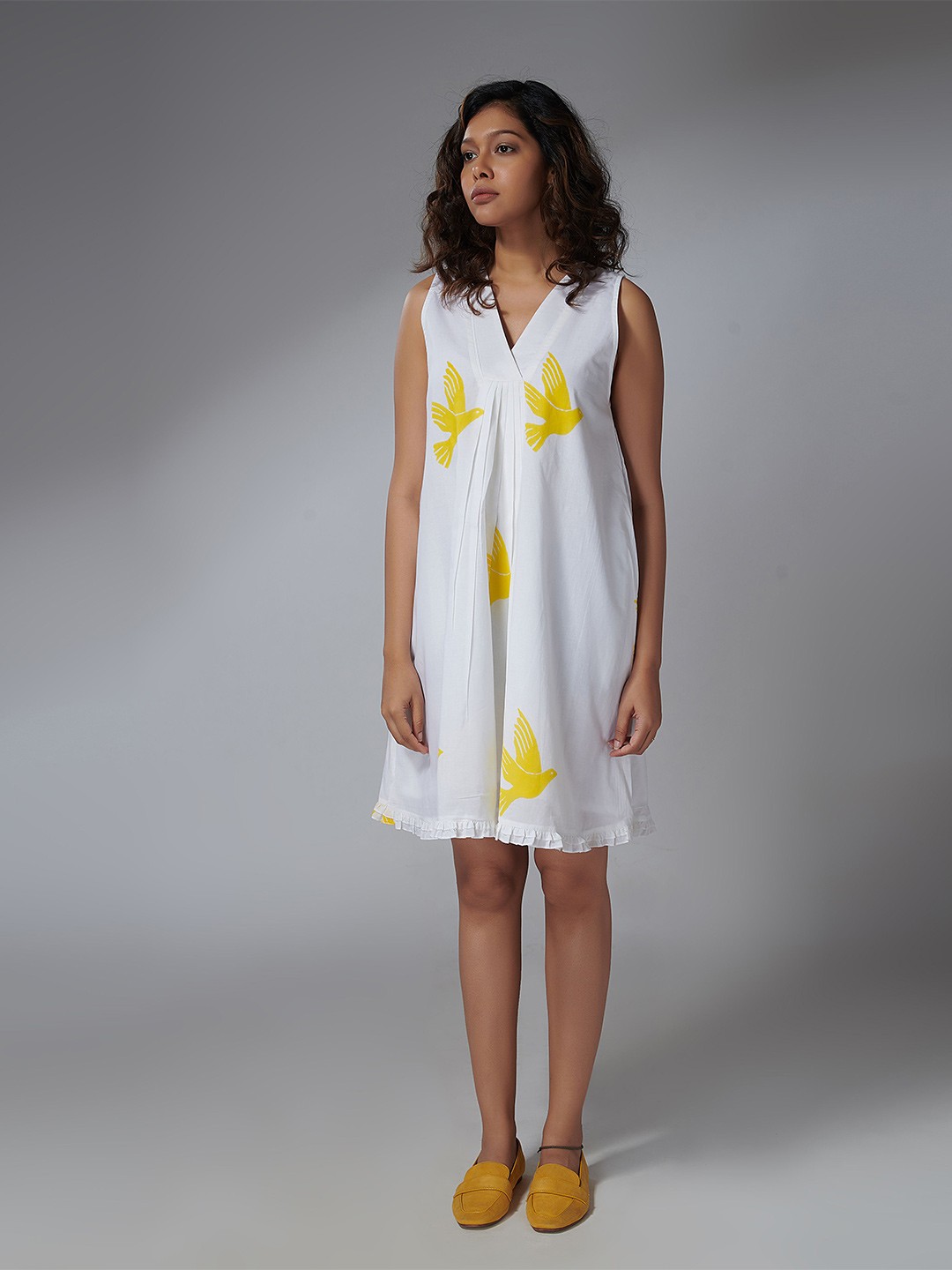 

the kaatn trail Yellow Floral Organic Cotton A-Line Dress