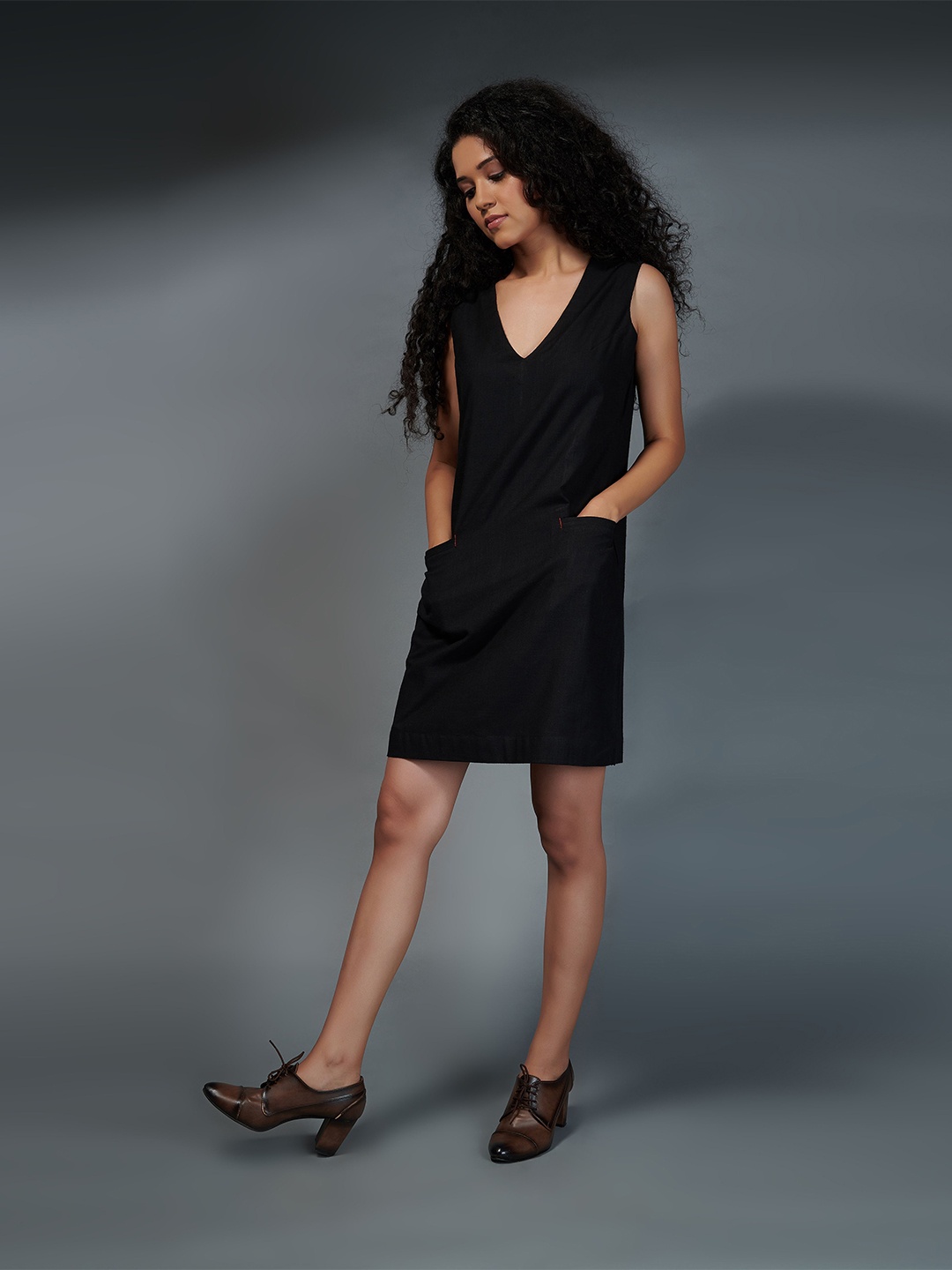 

the kaatn trail Black Organic Cotton Sheath Dress