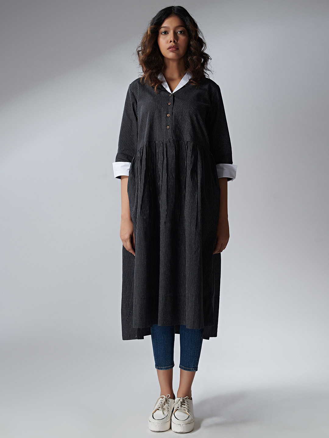 

the kaatn trail Black Organic Cotton A-Line Midi Dress