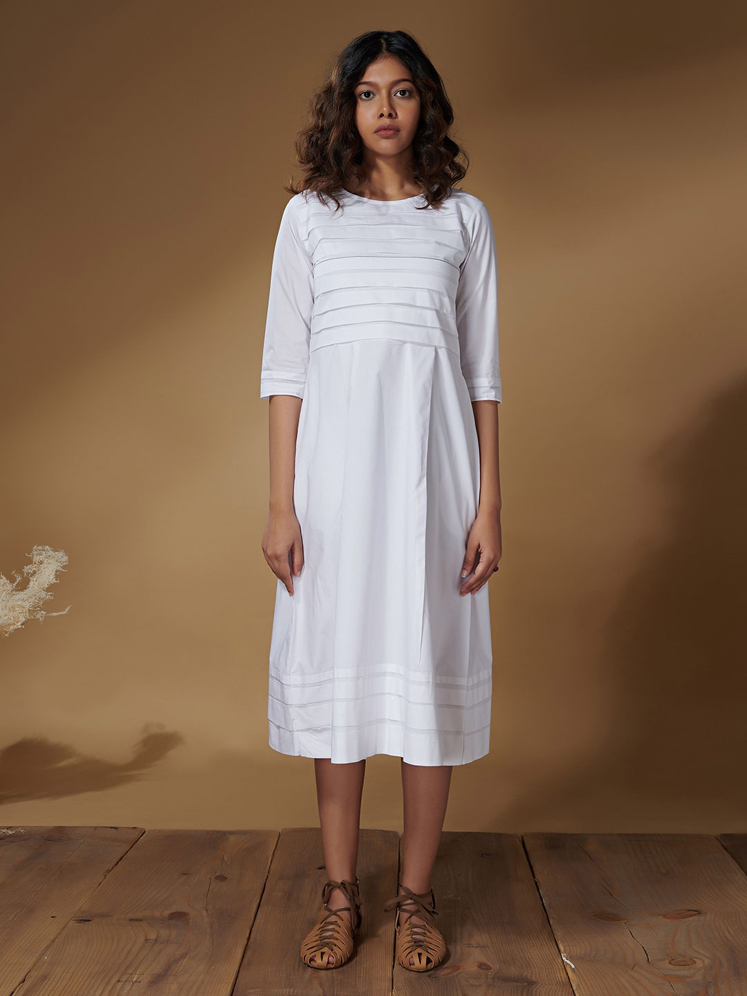 

the kaatn trail White Striped A-Line Dress