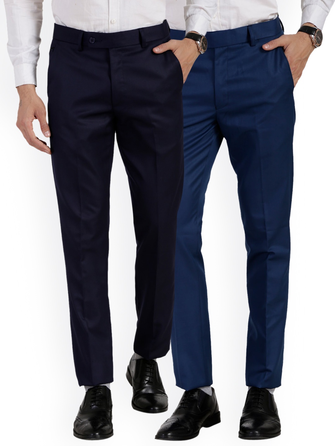 

Vandnam Fabrics Men Multicoloured Smart Slim Fit Trousers, Multi