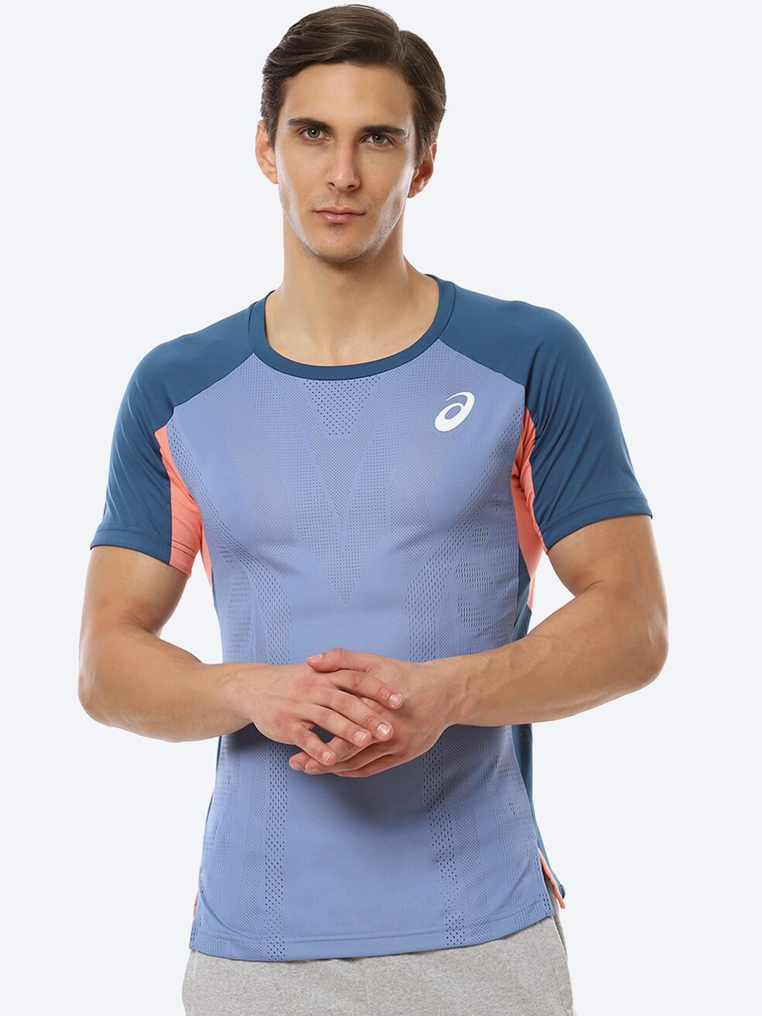 

ASICS Men Colourblocked Match Actibreeze SS T-shirt, Blue