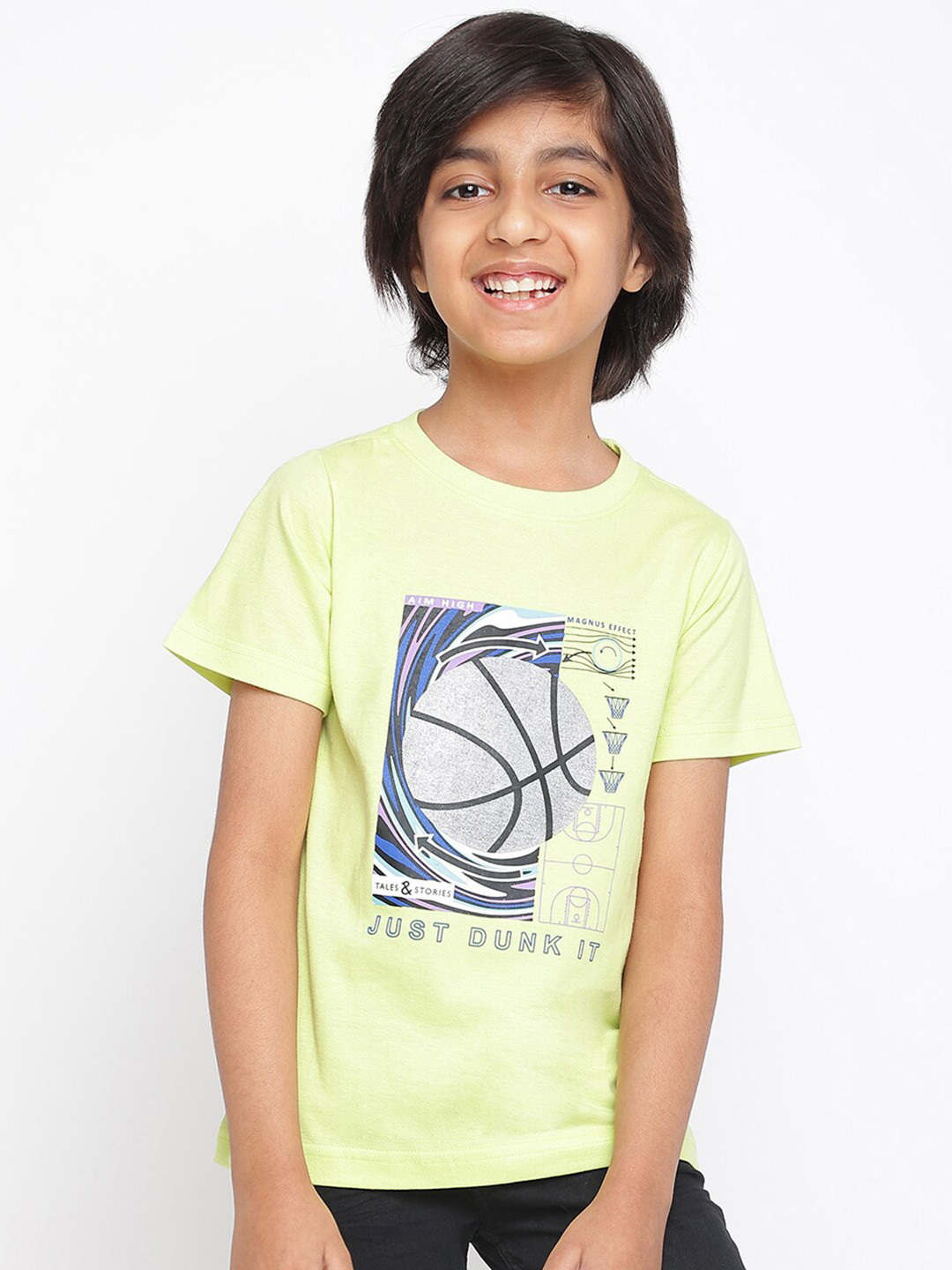 

TALES & STORIES Boys Green Printed T-shirt