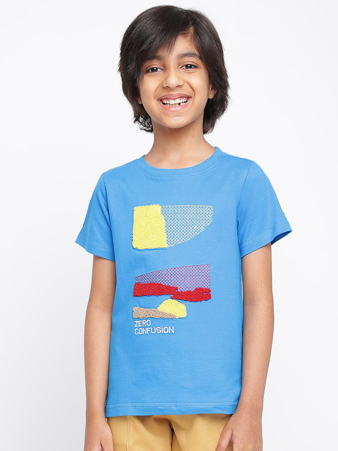 

TALES & STORIES Boys Blue Printed Applique T-shirt