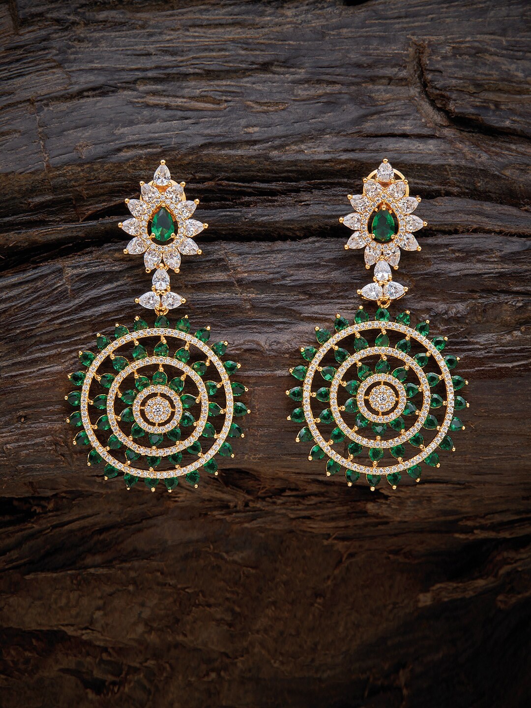 

Kushal's Fashion Jewellery Green Circular Jhumkas Earrings
