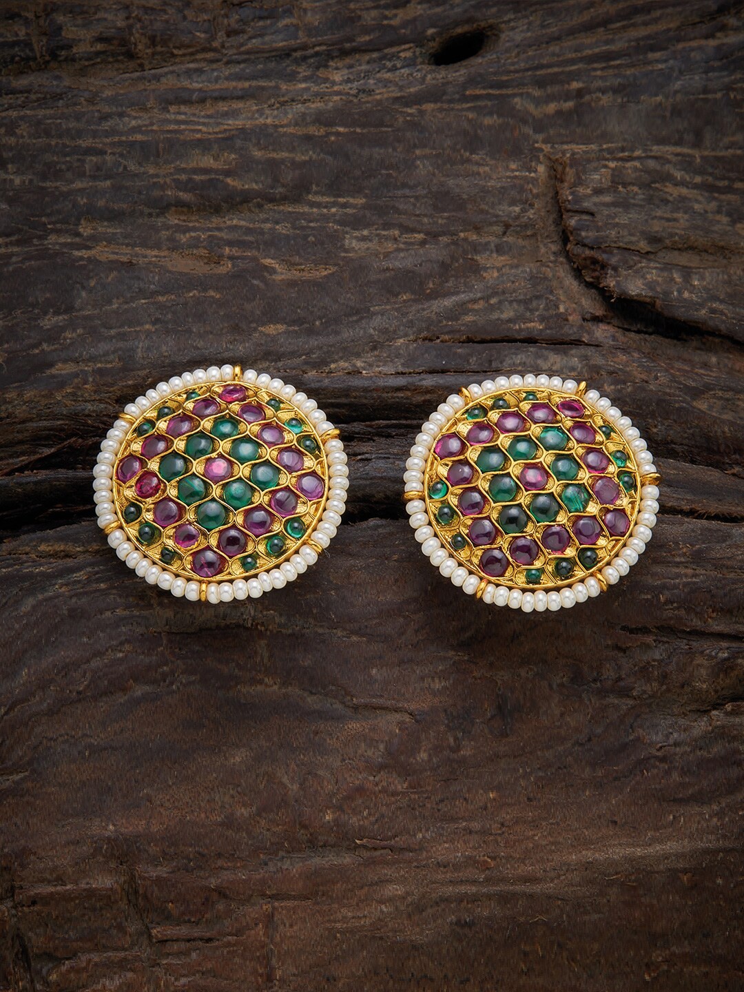 

Kushal's Fashion Jewellery Red Circular Studs Earrings
