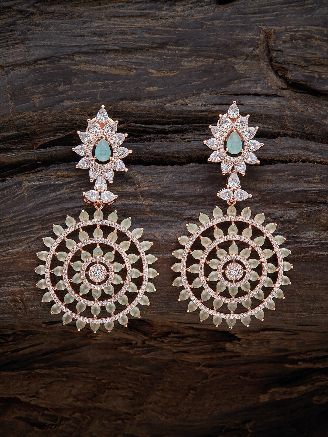 

Kushal's Fashion Jewellery Sea Green Circular Jhumkas Earrings
