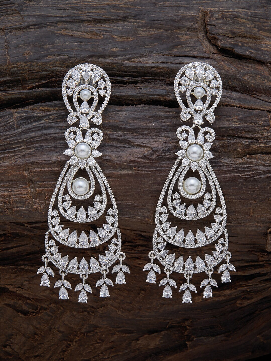 

Kushal's Fashion Jewellery White Floral Drop Earrings