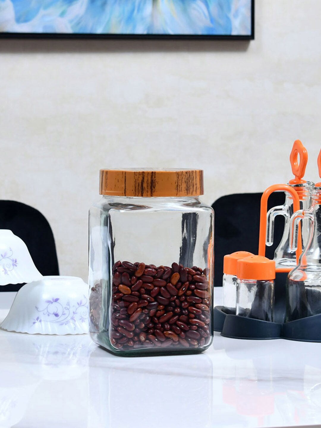 

Athome by Nilkamal Brown & Transparent Solid Glass Jar