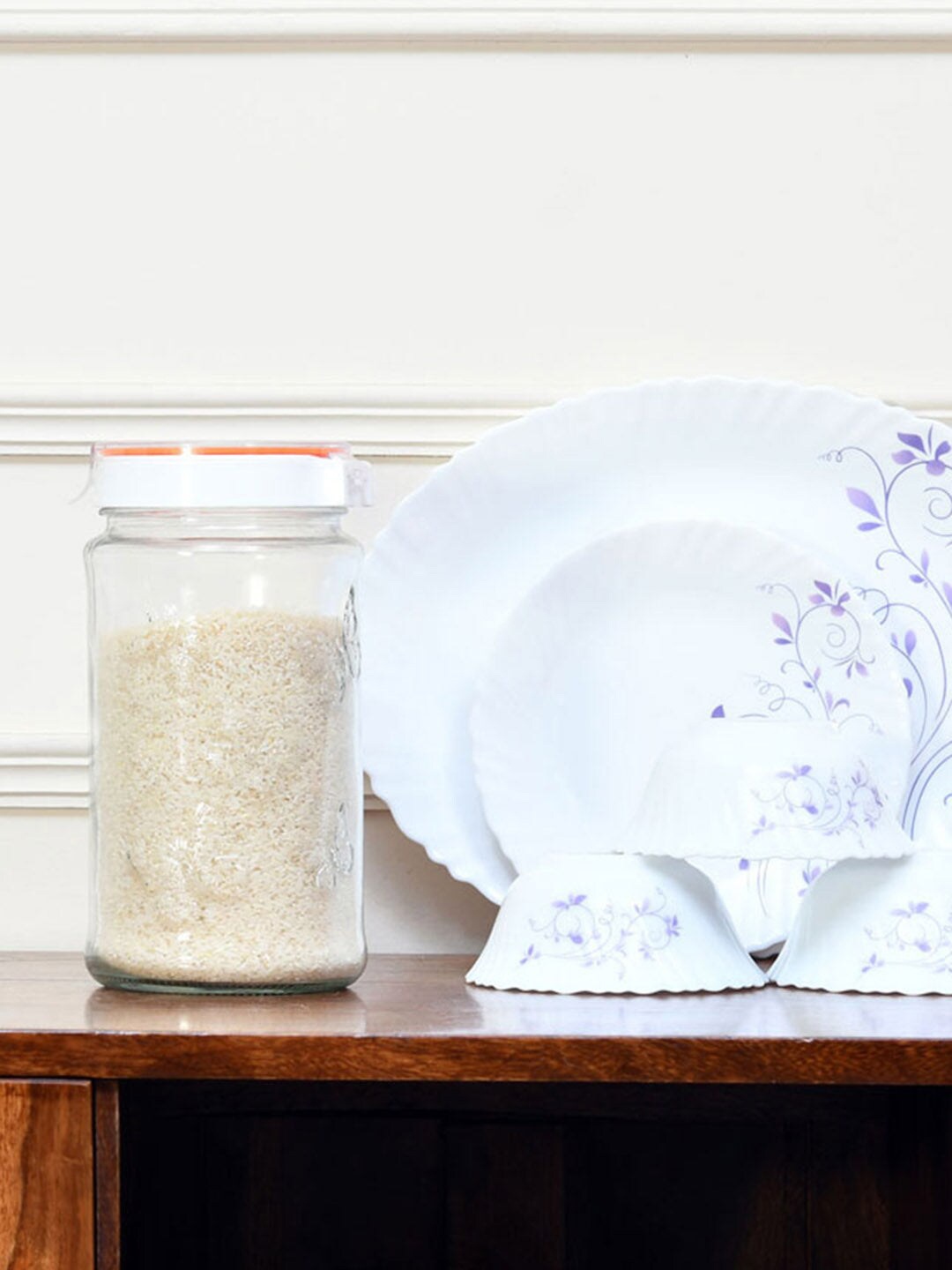 

Athome by Nilkamal Orange & Transparent Textured Canister With Lid