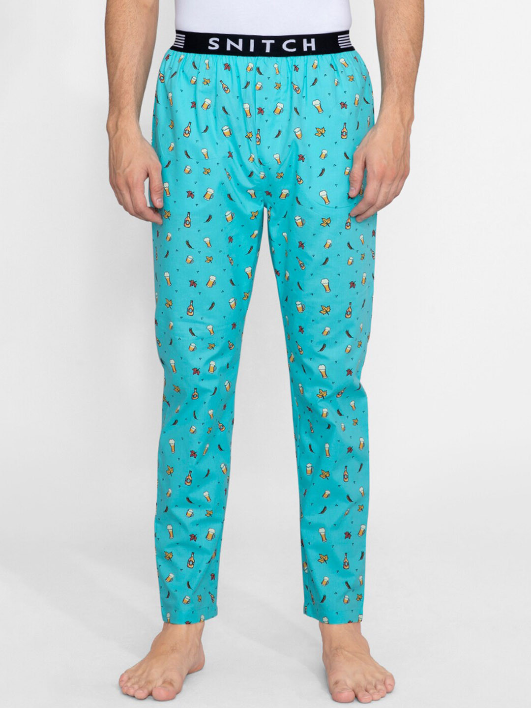 

Snitch Men Blue & Yellow Printed Pyjamas