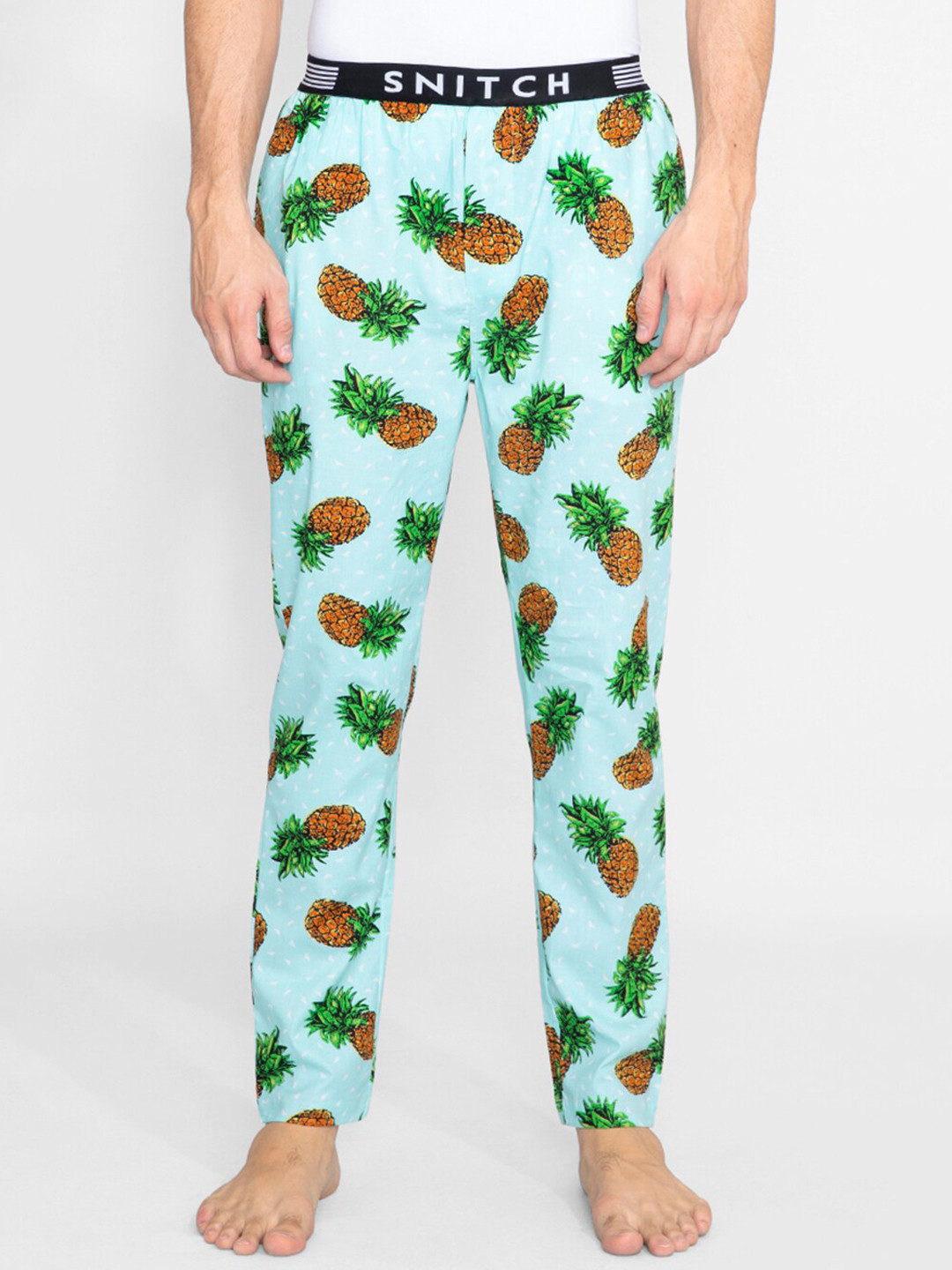 

Snitch Men Green Printed Cotton Lounge Pants