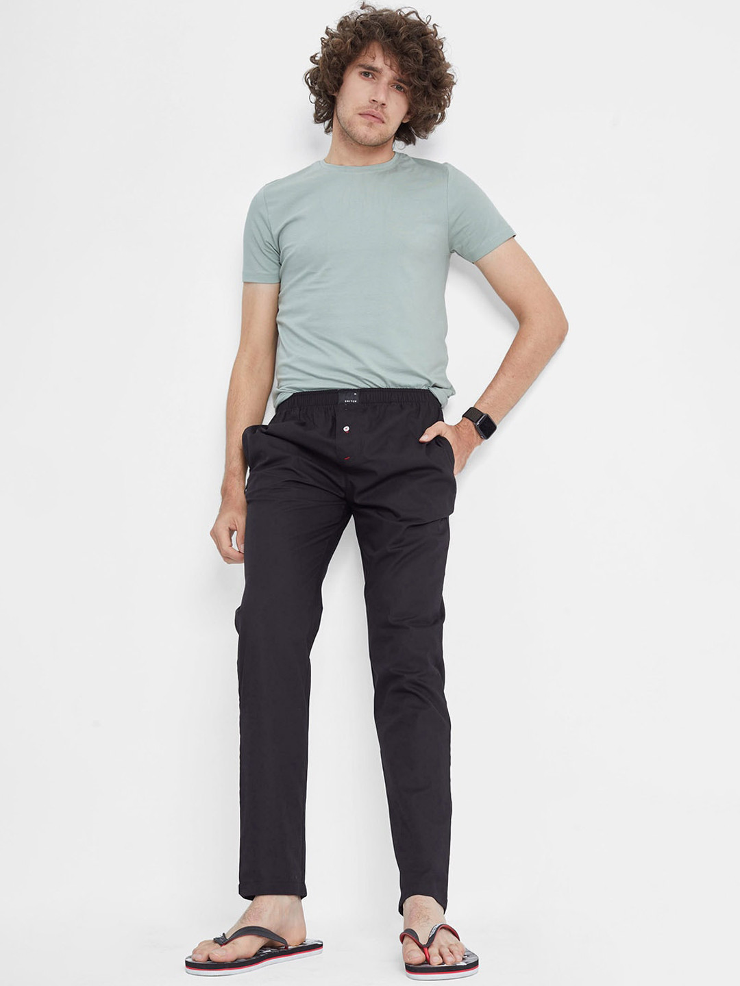 

Snitch Men Black Solid Cotton Lounge Pants