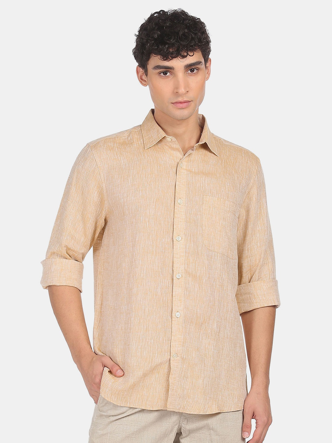 

AD By Arvind Men Beige Casual Shirt
