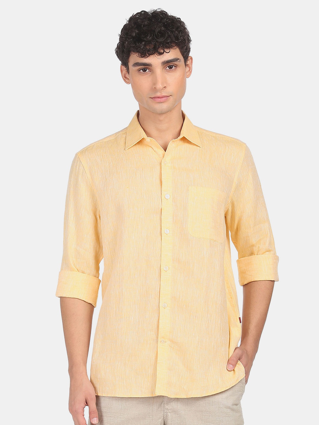 

AD By Arvind Men Yellow Casual Shirt