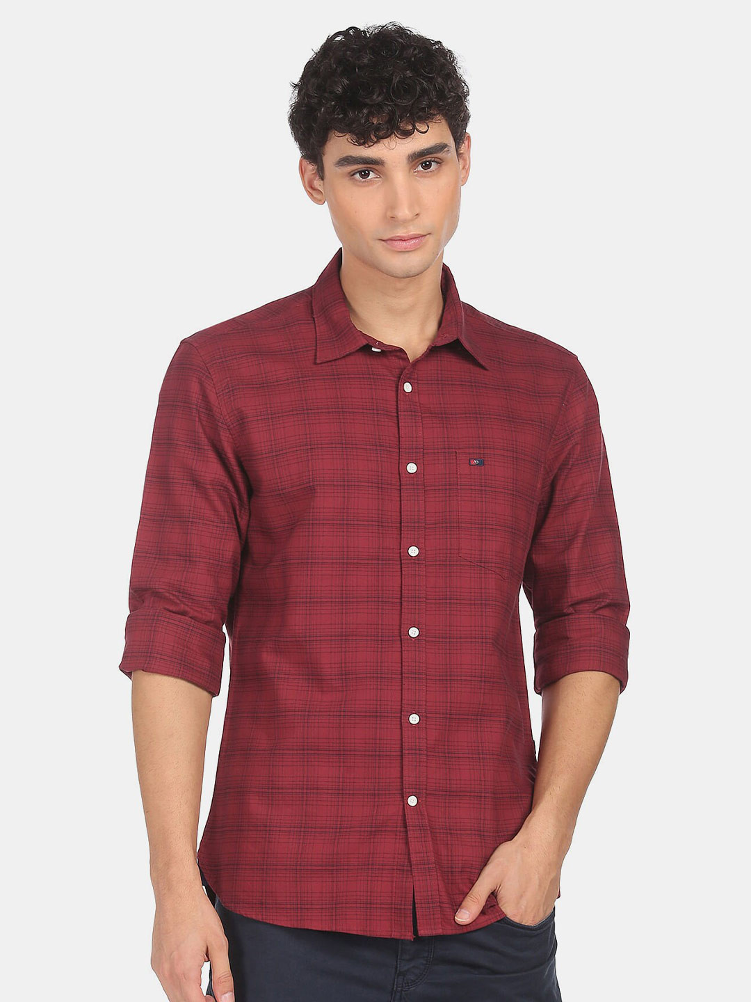 

AD By Arvind Men Red Slim Fit Printed Casual Shirt