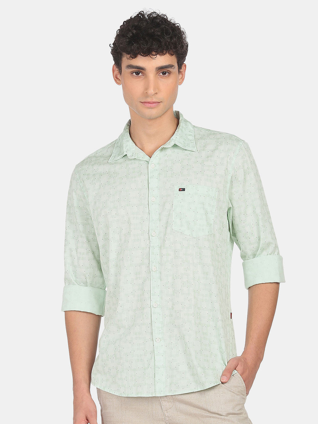 

AD By Arvind Men Green Slim Fit Printed Casual Shirt