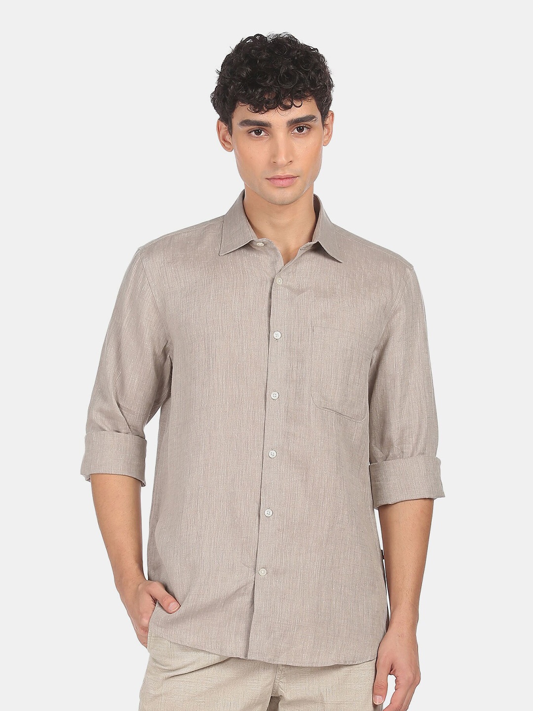 

AD By Arvind Men Khaki Casual Shirt