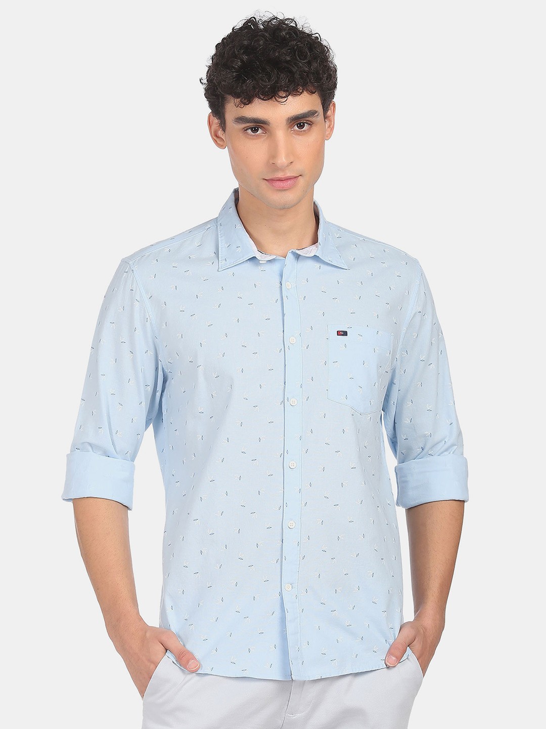 

AD By Arvind Men Blue Slim Fit Printed Casual Shirt