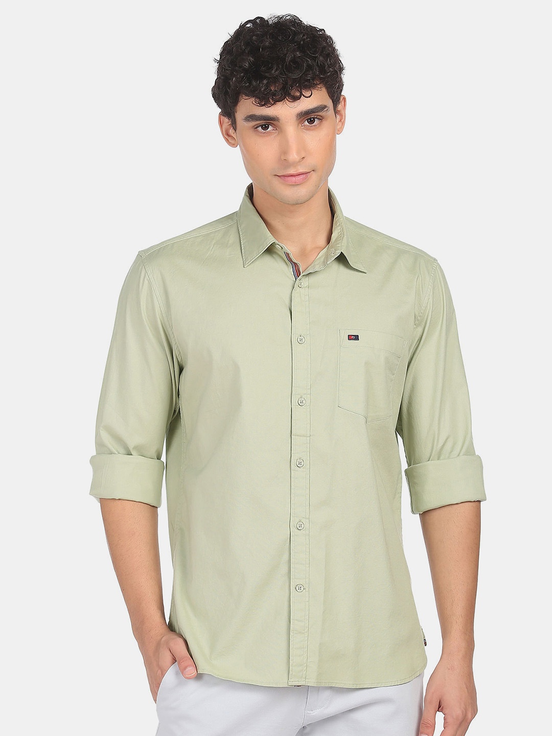 

AD By Arvind Men Olive Green Casual Shirt