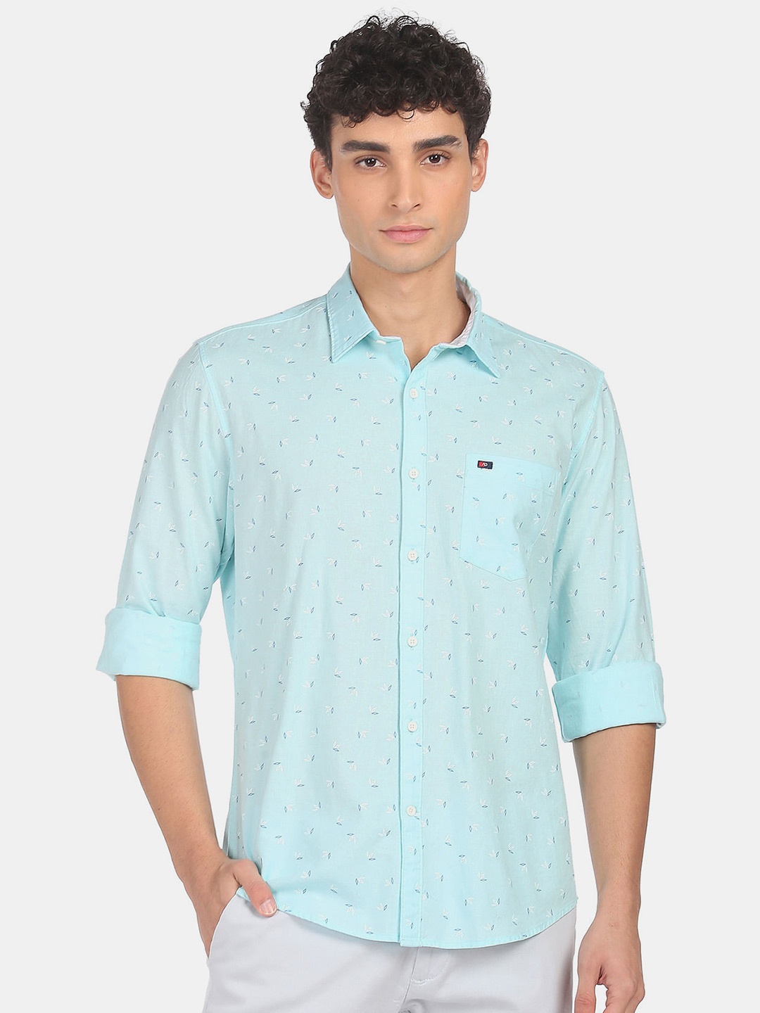 

AD By Arvind Men Blue Slim Fit Printed Casual Shirt