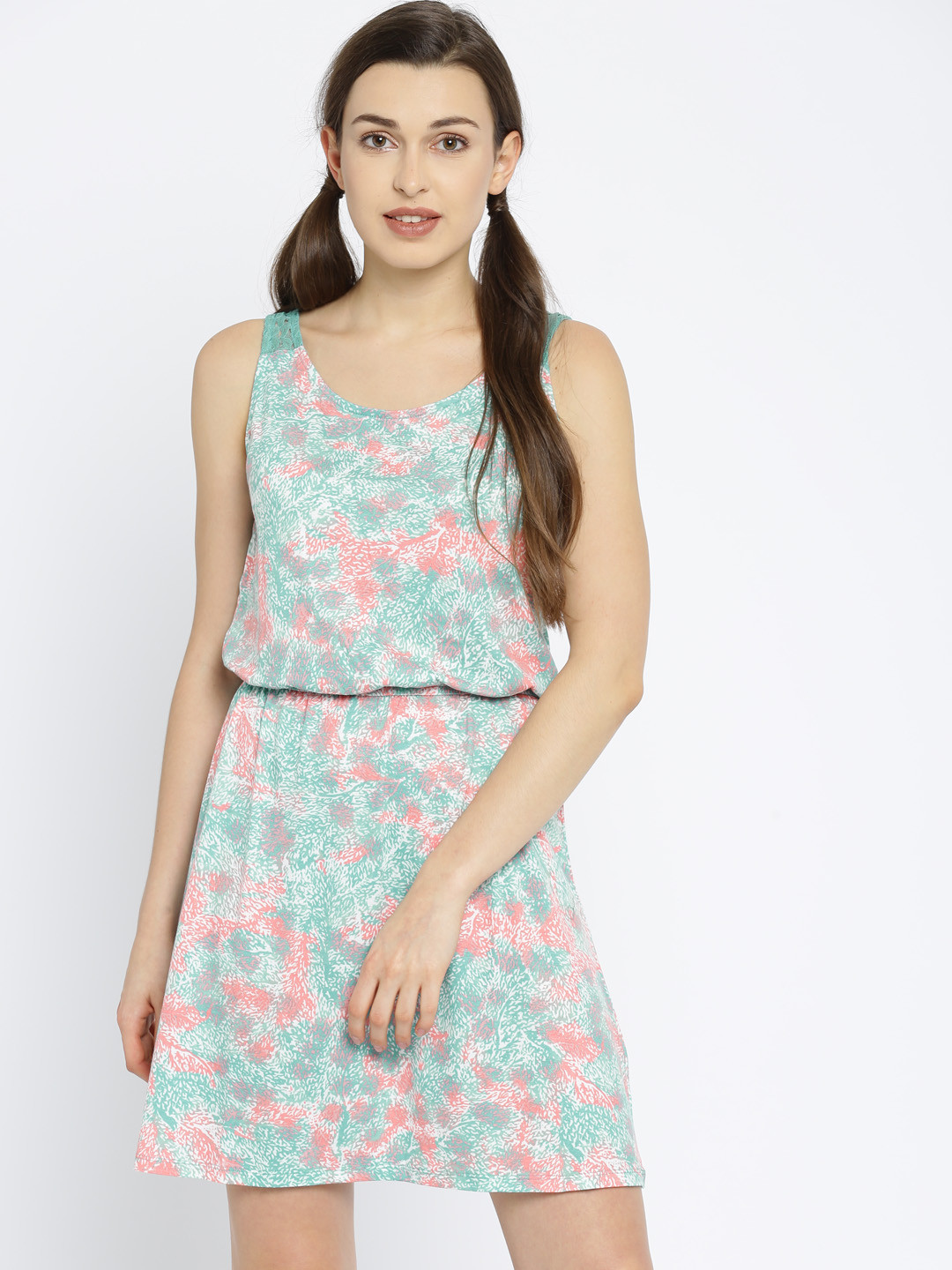 

Vero Moda Women Green & White Fit & Flare Dress