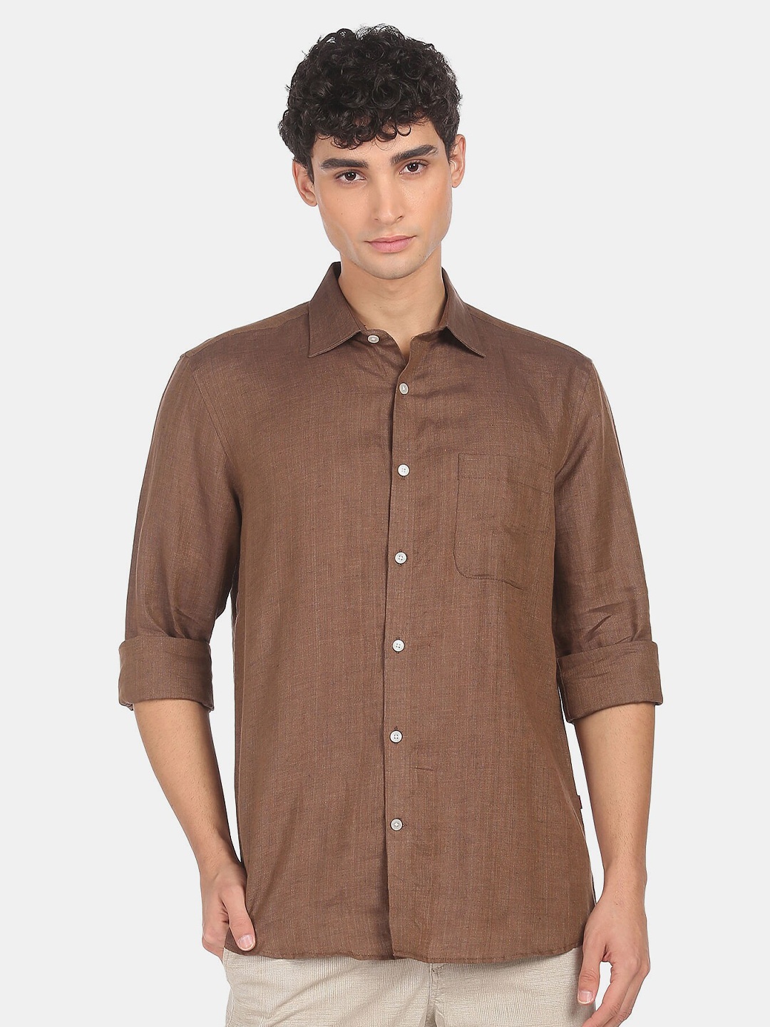 

AD By Arvind Men Brown Casual Shirt