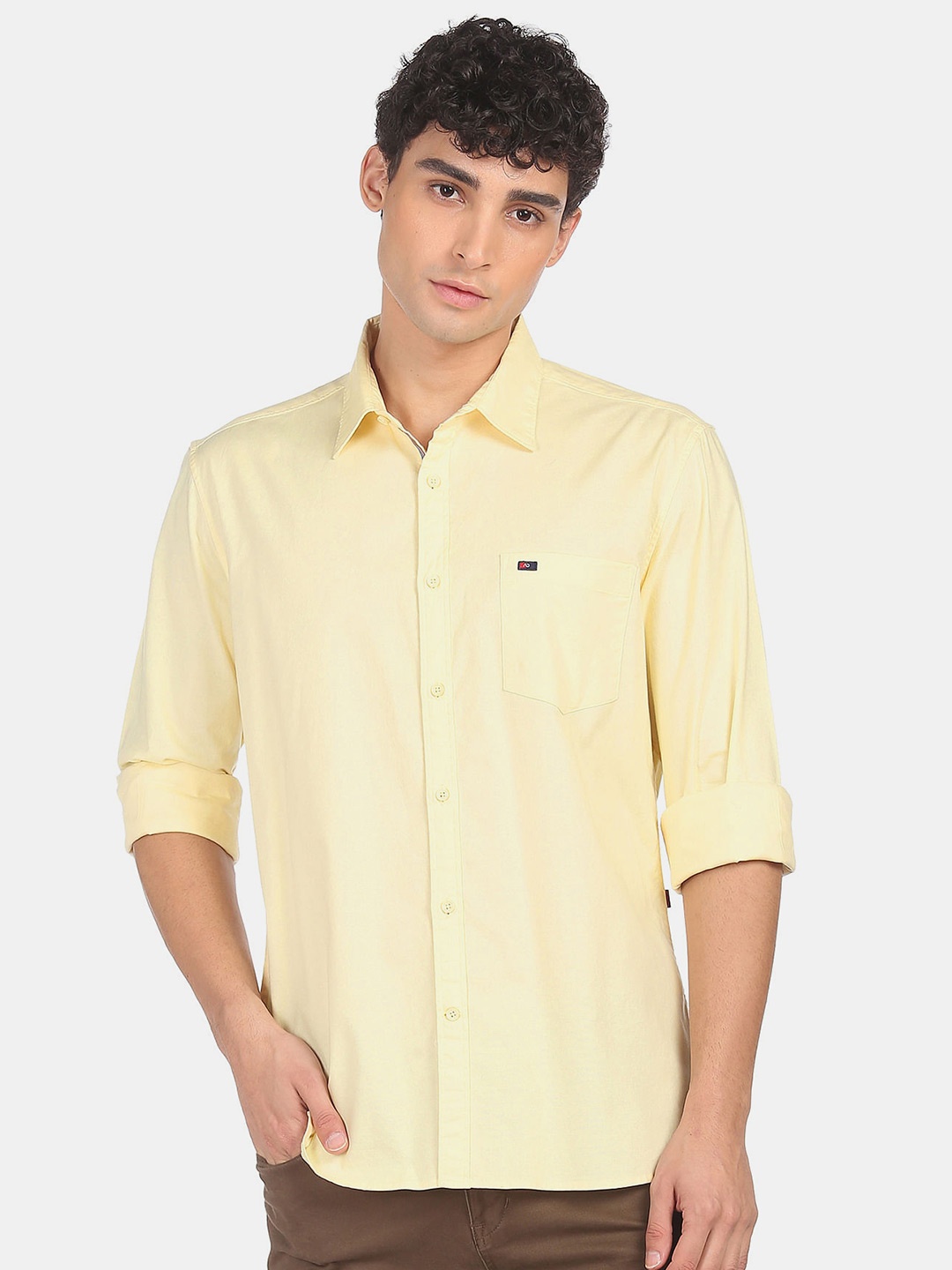 

AD By Arvind Men Yellow Casual Shirt