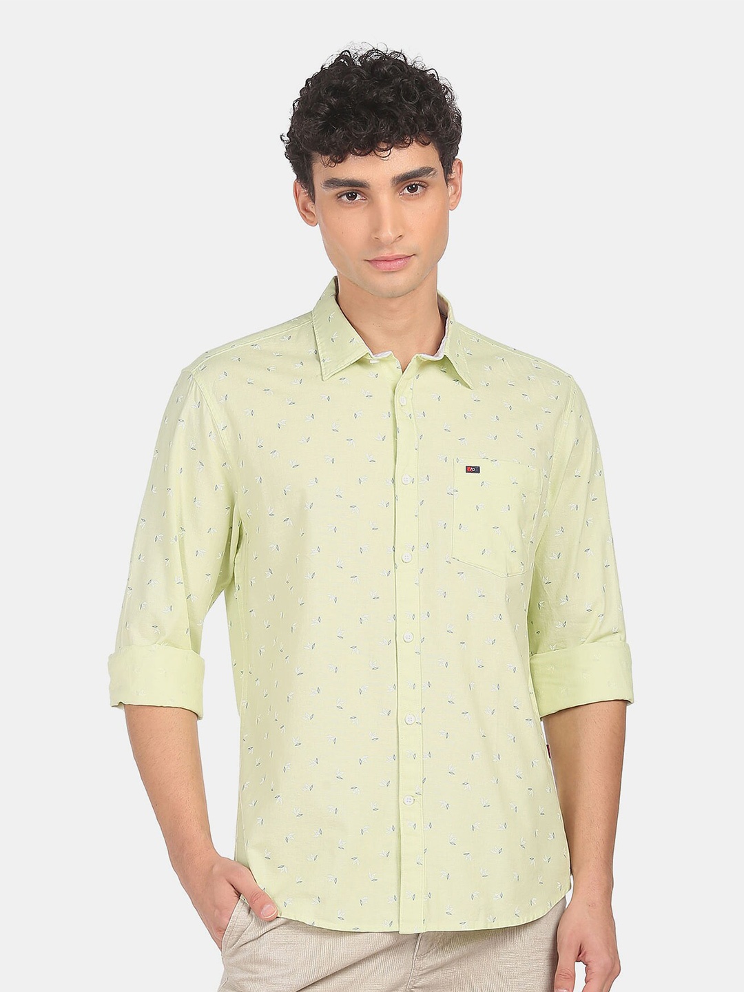 

AD By Arvind Men Green Slim Fit Printed Casual Shirt