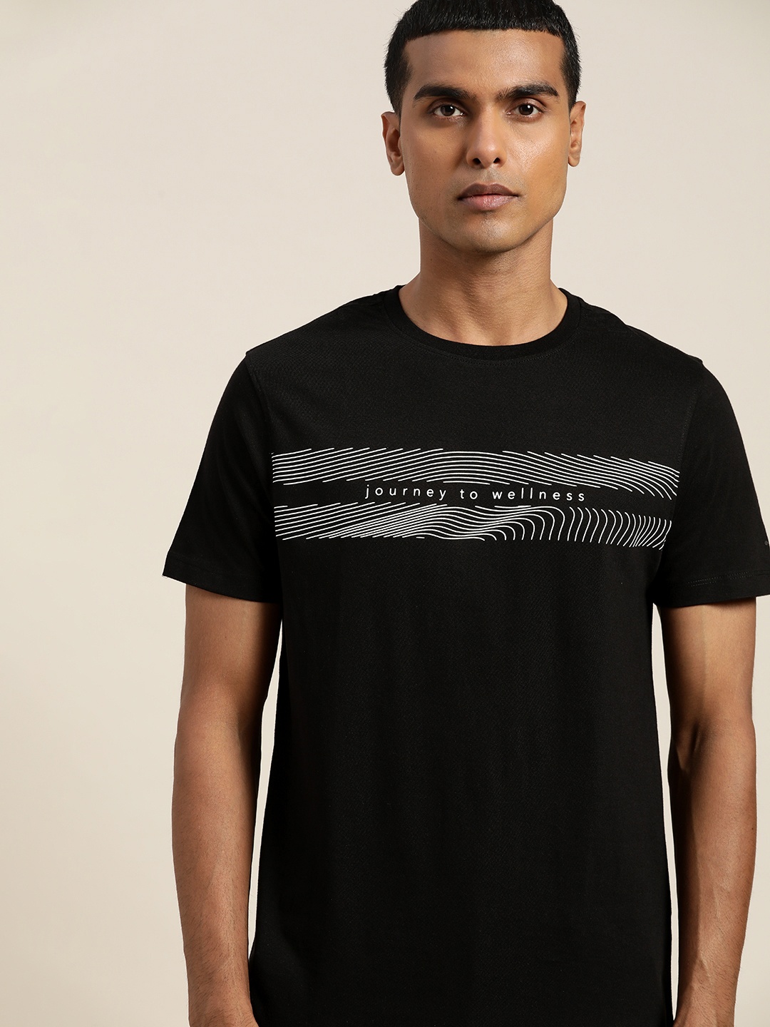 

ether Men Black Printed Pure Cotton T-shirt