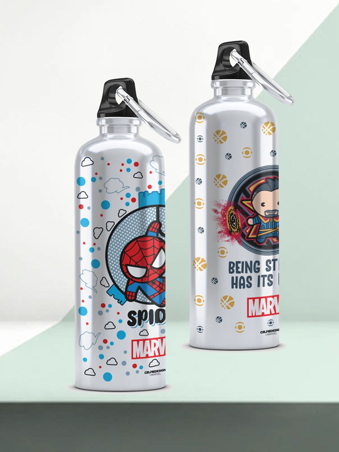 

macmerise Multicolored Set of 2 Marvel Printed Sipper Bottles, Multi