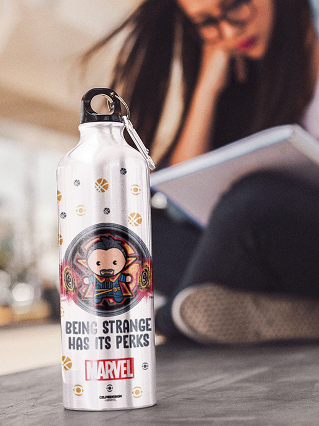 

macmerise Silver & Red Doctor Strange Kawaii Sipper Water Bottles