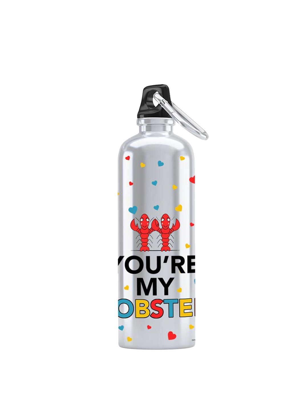 

macmerise Silver-Toned & Red Printed Sipper Water Bottle