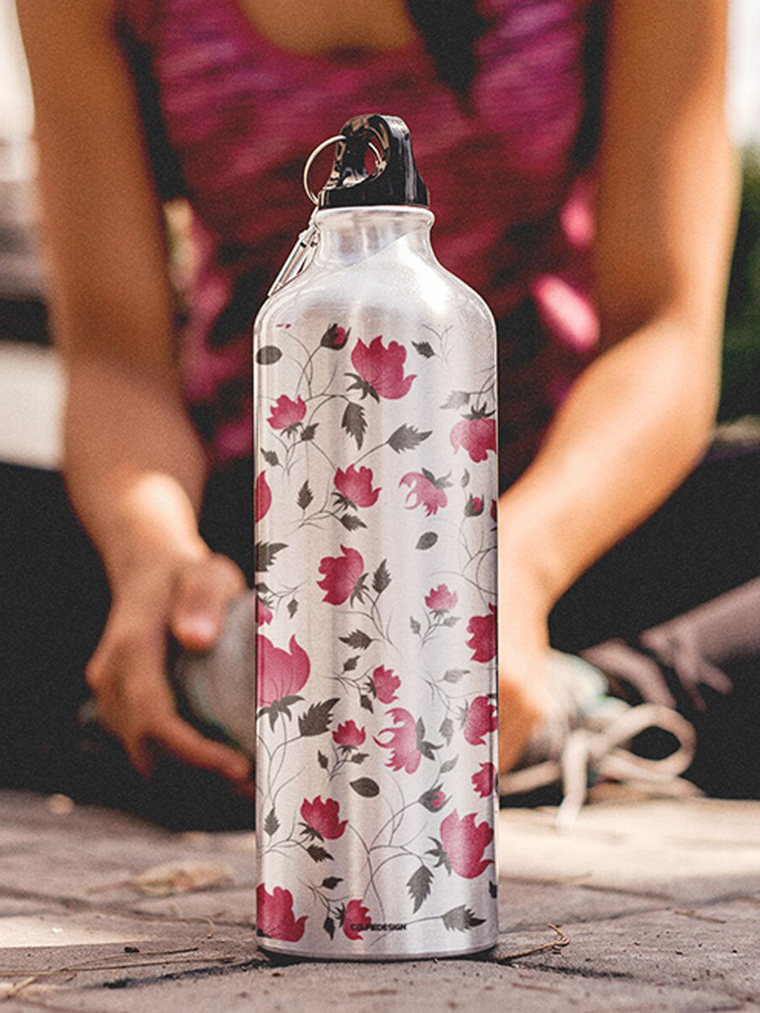 

macmerise Silver-Toned & Pink Printed Sipper Water Bottle 750 ml