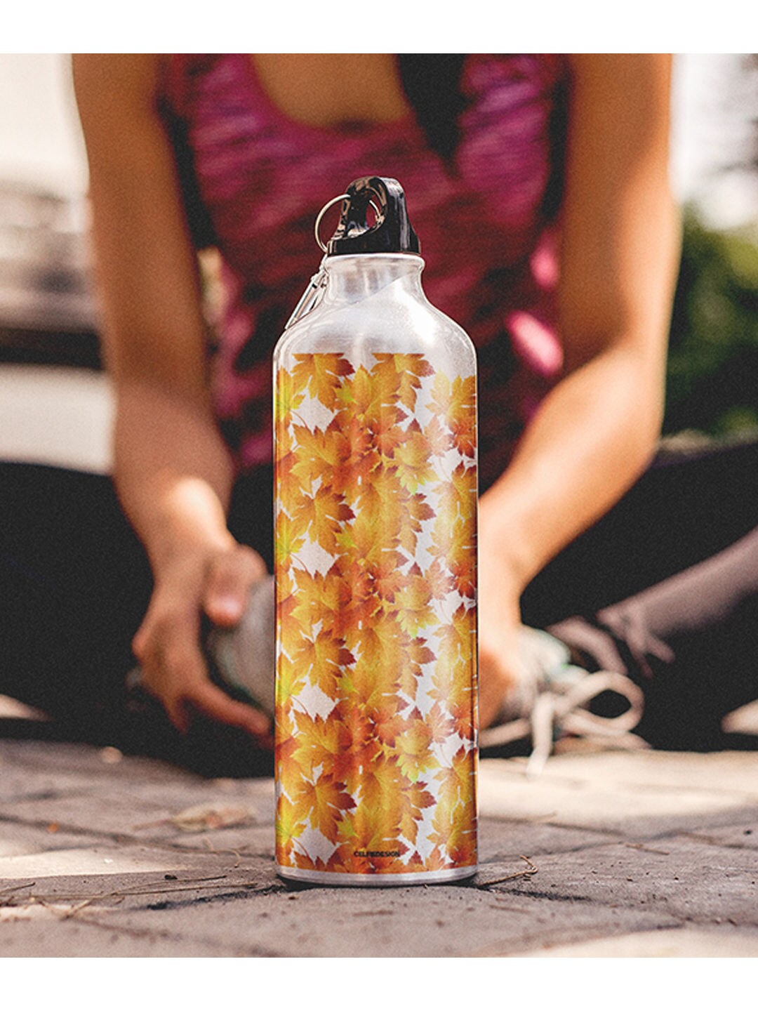 

macmerise Mustard Printed Autumn Embrace Water Bottle