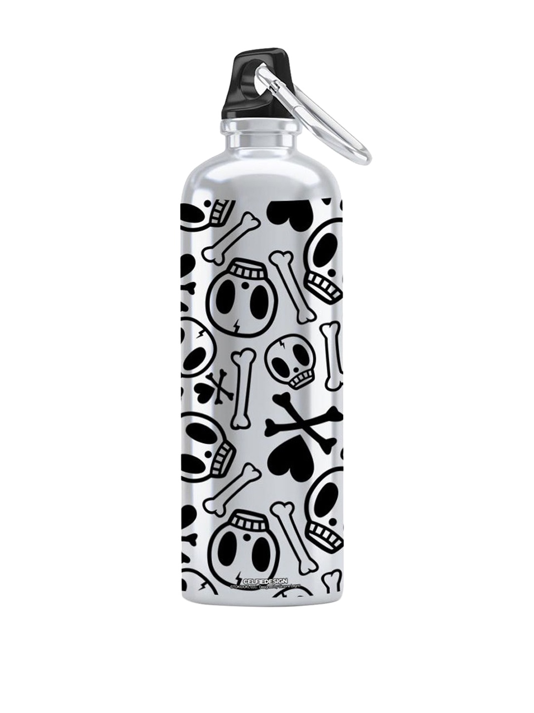 

macmerise Silver Printed Water Bottle-750 ML