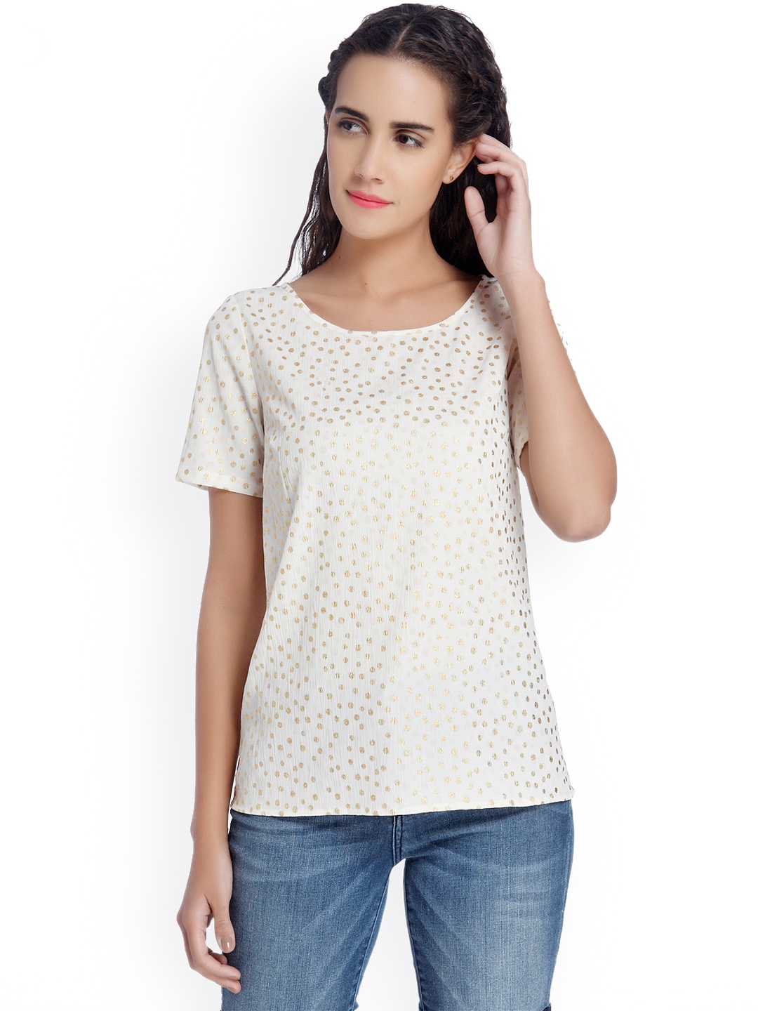 

Vero Moda Women White Printed Regular Pure Cotton Top